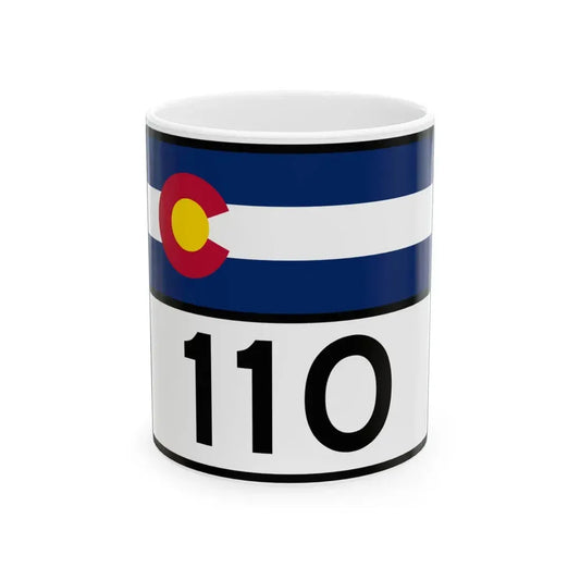 Colorado 110 wide (Colorado) (Road Sign) White Coffee Mug 11oz - Go Mug Yourself