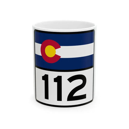 Colorado 112 (Colorado) (Road Sign) White Coffee Mug 11oz - Go Mug Yourself