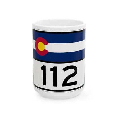 Colorado 112 wide (Colorado) (Road Sign) White Coffee Mug 15oz - Go Mug Yourself