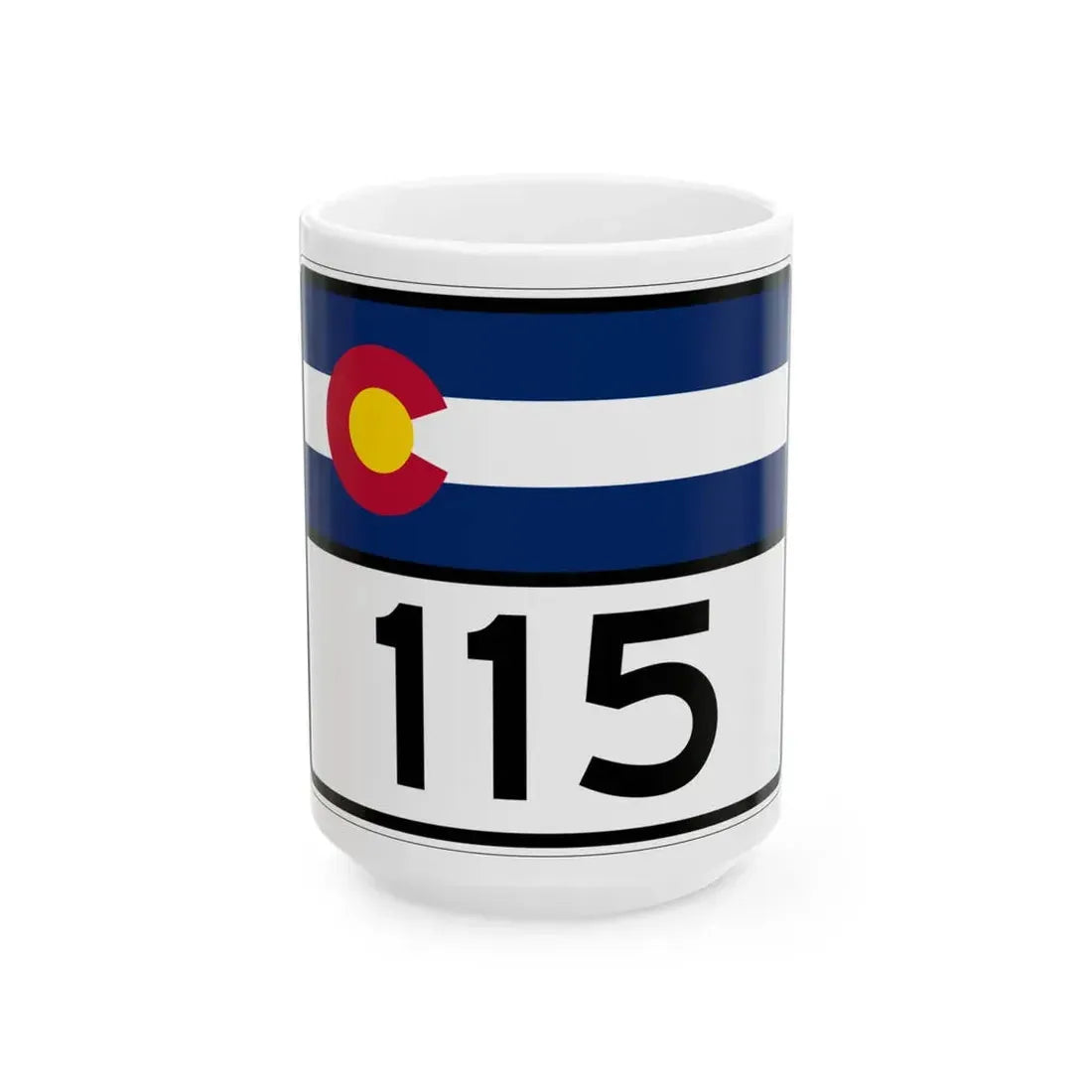 Colorado 115 wide (Colorado) (Road Sign) White Coffee Mug 15oz - Go Mug Yourself