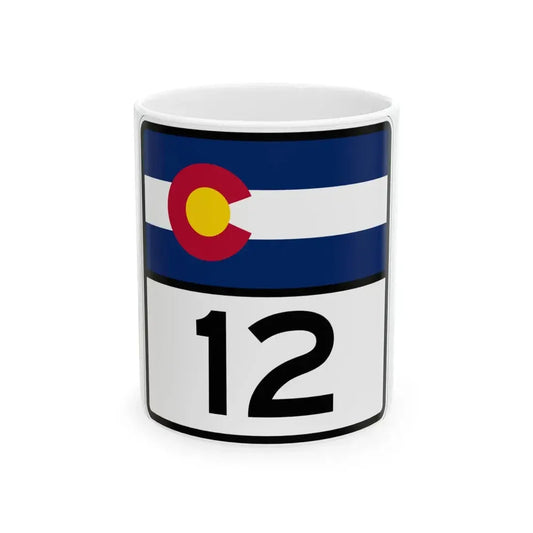 Colorado 12 (Colorado) (Road Sign) White Coffee Mug 11oz - Go Mug Yourself