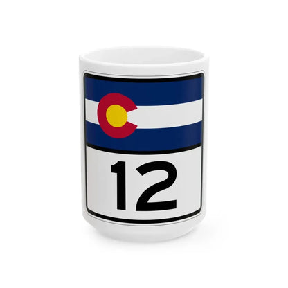 Colorado 12 (Colorado) (Road Sign) White Coffee Mug 15oz - Go Mug Yourself