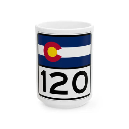 Colorado 120 (Colorado) (Road Sign) White Coffee Mug 15oz - Go Mug Yourself