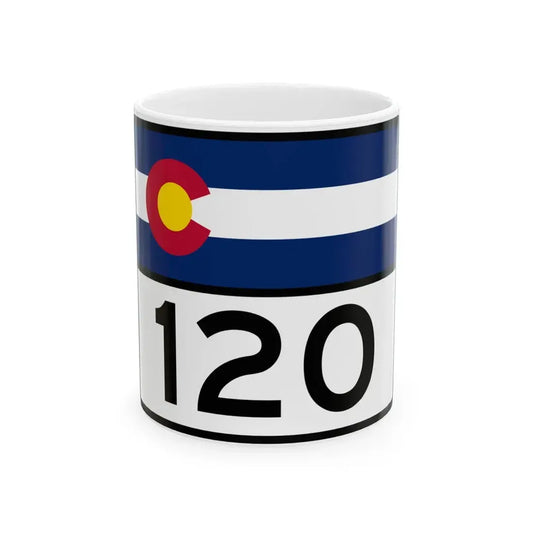 Colorado 120 wide (Colorado) (Road Sign) White Coffee Mug 11oz - Go Mug Yourself
