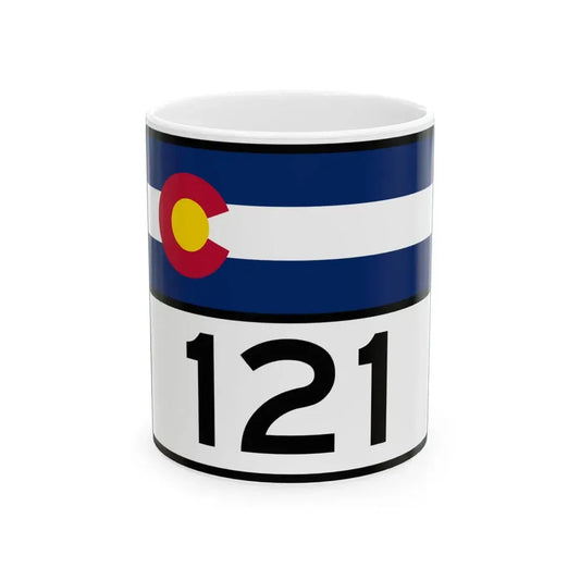Colorado 121 wide (Colorado) (Road Sign) White Coffee Mug 11oz - Go Mug Yourself
