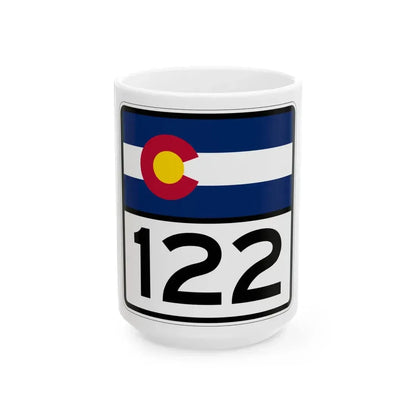 Colorado 122 (Colorado) (Road Sign) White Coffee Mug 15oz - Go Mug Yourself