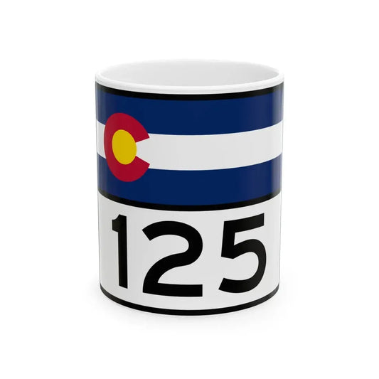Colorado 125 wide (Colorado) (Road Sign) White Coffee Mug 11oz - Go Mug Yourself