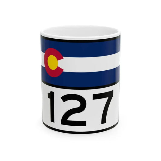 Colorado 127 wide (Colorado) (Road Sign) White Coffee Mug 11oz - Go Mug Yourself