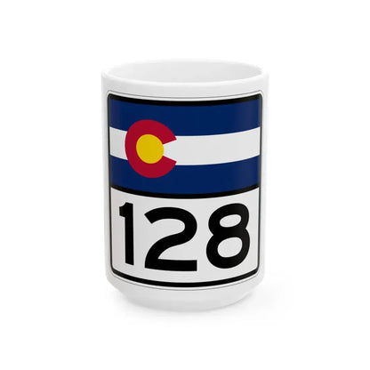 Colorado 128 (Colorado) (Road Sign) White Coffee Mug 15oz - Go Mug Yourself