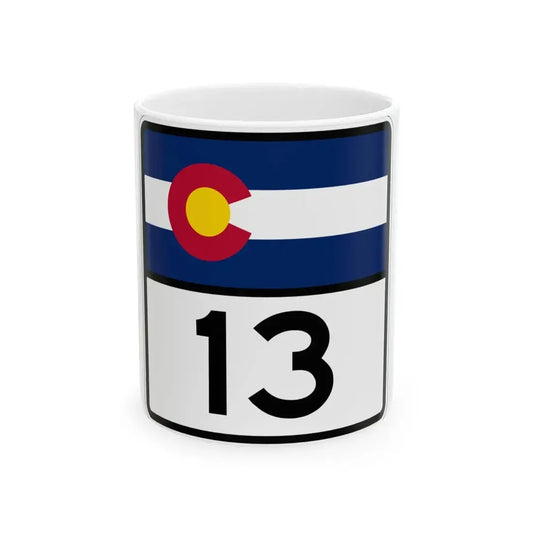 Colorado 13 (Colorado) (Road Sign) White Coffee Mug 11oz - Go Mug Yourself