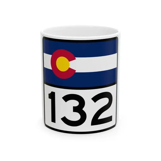 Colorado 132 (Colorado) (Road Sign) White Coffee Mug 11oz - Go Mug Yourself