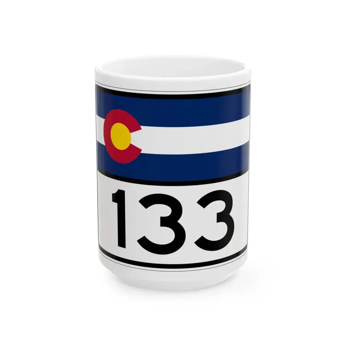 Colorado 133 wide (Colorado) (Road Sign) White Coffee Mug 15oz - Go Mug Yourself