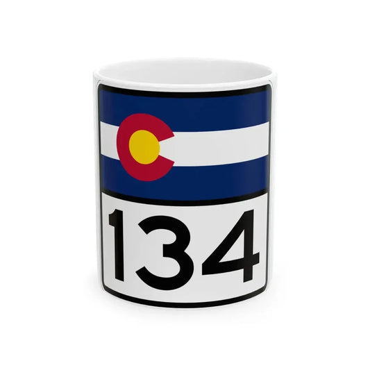 Colorado 134 (Colorado) (Road Sign) White Coffee Mug 11oz - Go Mug Yourself