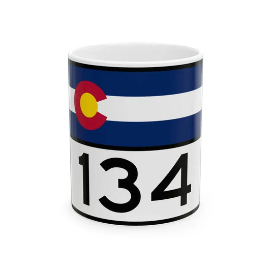 Colorado 134 wide (Colorado) (Road Sign) White Coffee Mug 11oz - Go Mug Yourself