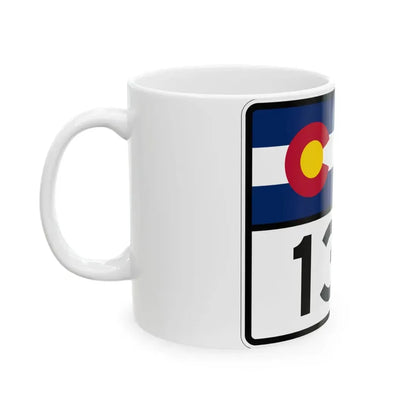 Colorado 134 wide (Colorado) (Road Sign) White Coffee Mug - Go Mug Yourself