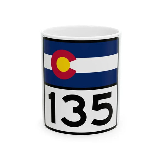 Colorado 135 (Colorado) (Road Sign) White Coffee Mug 11oz - Go Mug Yourself
