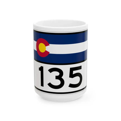 Colorado 135 wide (Colorado) (Road Sign) White Coffee Mug 15oz - Go Mug Yourself