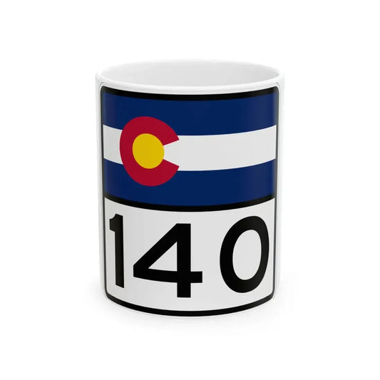 Colorado 140 (Colorado) (Road Sign) White Coffee Mug 11oz - Go Mug Yourself