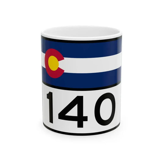 Colorado 140 wide (Colorado) (Road Sign) White Coffee Mug 11oz - Go Mug Yourself