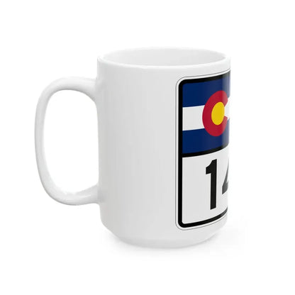 Colorado 140 wide (Colorado) (Road Sign) White Coffee Mug - Go Mug Yourself