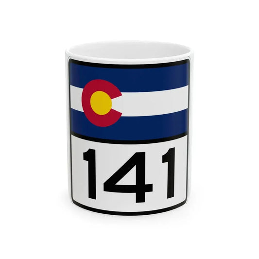 Colorado 141 (Colorado) (Road Sign) White Coffee Mug 11oz - Go Mug Yourself