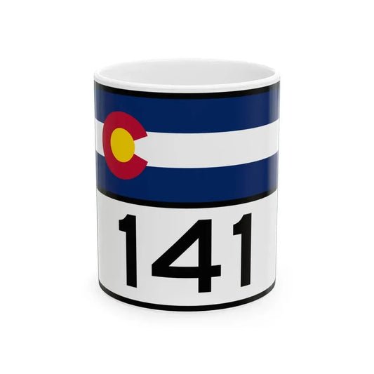 Colorado 141 wide (Colorado) (Road Sign) White Coffee Mug 11oz - Go Mug Yourself