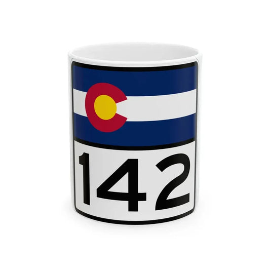 Colorado 142 (Colorado) (Road Sign) White Coffee Mug 11oz - Go Mug Yourself