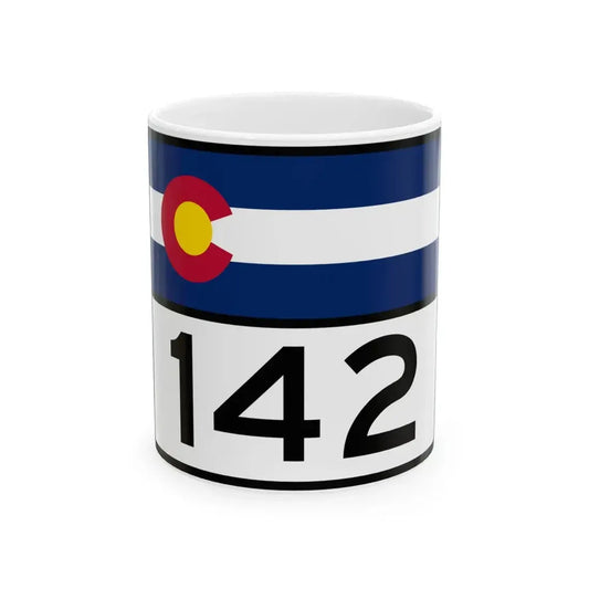 Colorado 142 wide (Colorado) (Road Sign) White Coffee Mug 11oz - Go Mug Yourself
