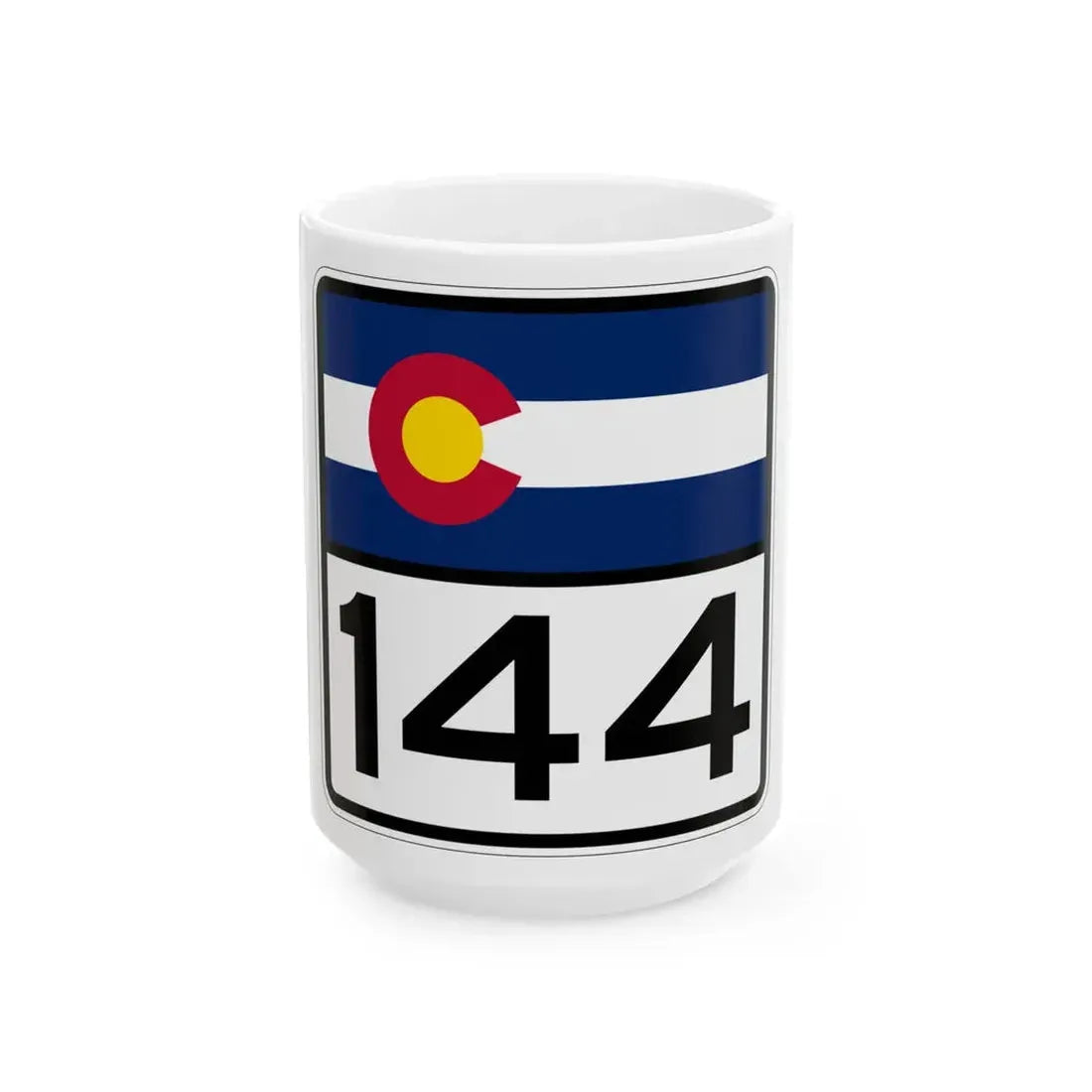 Colorado 144 (Colorado) (Road Sign) White Coffee Mug 15oz - Go Mug Yourself