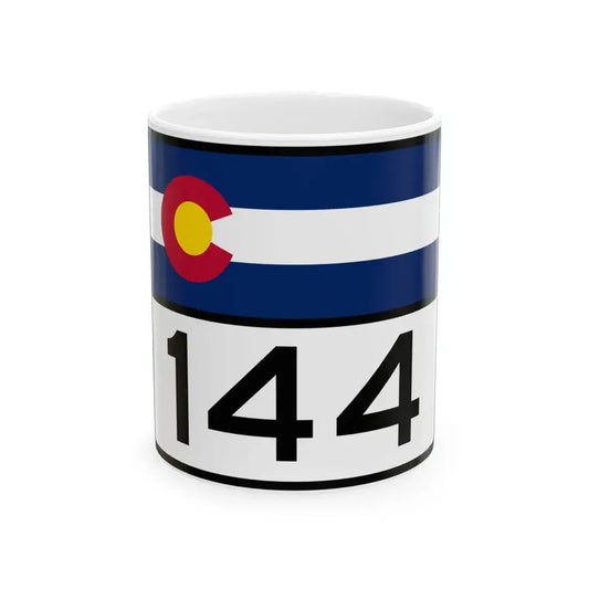 Colorado 144 wide (Colorado) (Road Sign) White Coffee Mug 11oz - Go Mug Yourself