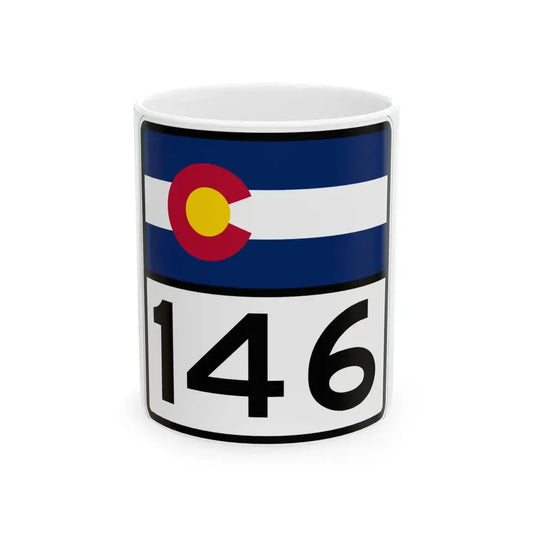 Colorado 146 (Colorado) (Road Sign) White Coffee Mug 11oz - Go Mug Yourself