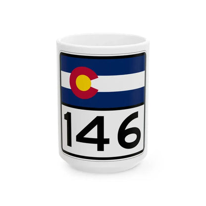 Colorado 146 (Colorado) (Road Sign) White Coffee Mug 15oz - Go Mug Yourself