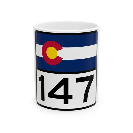 Colorado 147 (Colorado) (Road Sign) White Coffee Mug 11oz - Go Mug Yourself