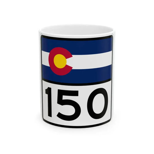 Colorado 150 (Colorado) (Road Sign) White Coffee Mug 11oz - Go Mug Yourself