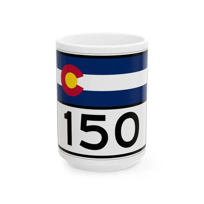 Colorado 150 wide (Colorado) (Road Sign) White Coffee Mug 15oz - Go Mug Yourself