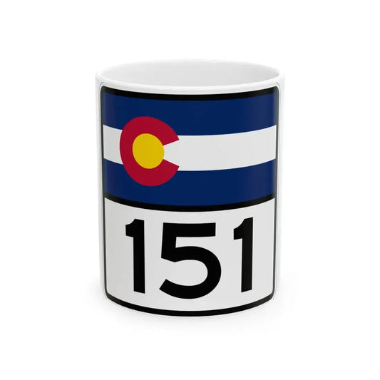 Colorado 151 (Colorado) (Road Sign) White Coffee Mug 11oz - Go Mug Yourself