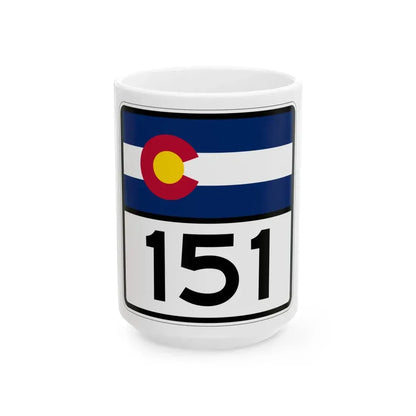 Colorado 151 (Colorado) (Road Sign) White Coffee Mug 15oz - Go Mug Yourself