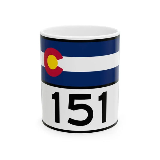 Colorado 151 wide (Colorado) (Road Sign) White Coffee Mug 11oz - Go Mug Yourself