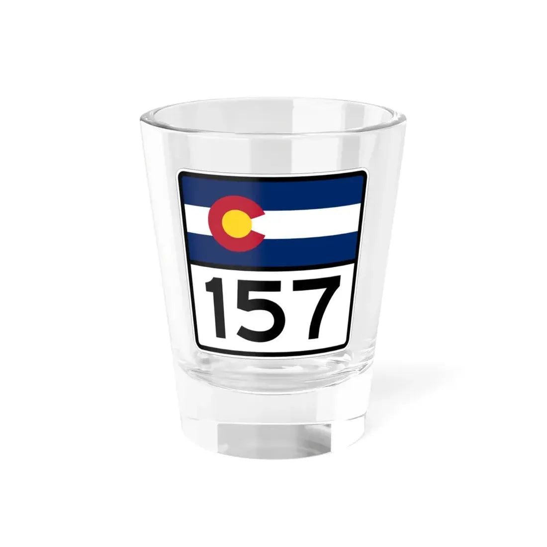 Colorado 157 (Colorado) (Road Sign) Shot Glass 1.5oz 1.5oz - Go Mug Yourself