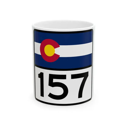 Colorado 157 (Colorado) (Road Sign) White Coffee Mug 11oz - Go Mug Yourself