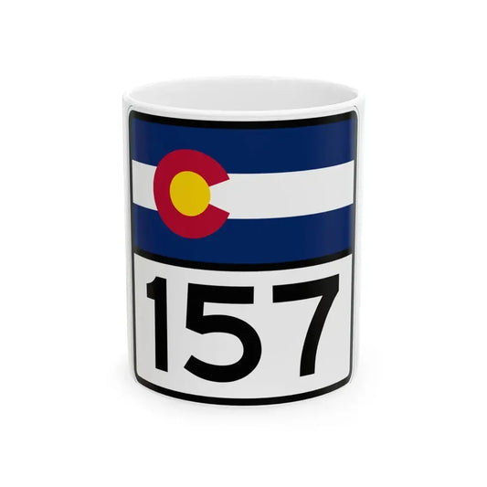Colorado 157 (Colorado) (Road Sign) White Coffee Mug 11oz - Go Mug Yourself
