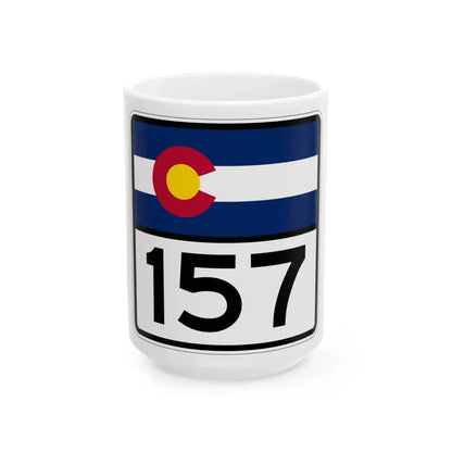 Colorado 157 (Colorado) (Road Sign) White Coffee Mug 15oz - Go Mug Yourself