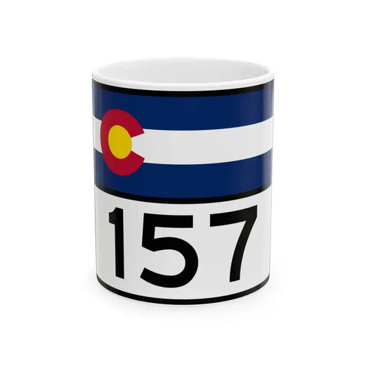 Colorado 157 wide (Colorado) (Road Sign) White Coffee Mug 11oz - Go Mug Yourself
