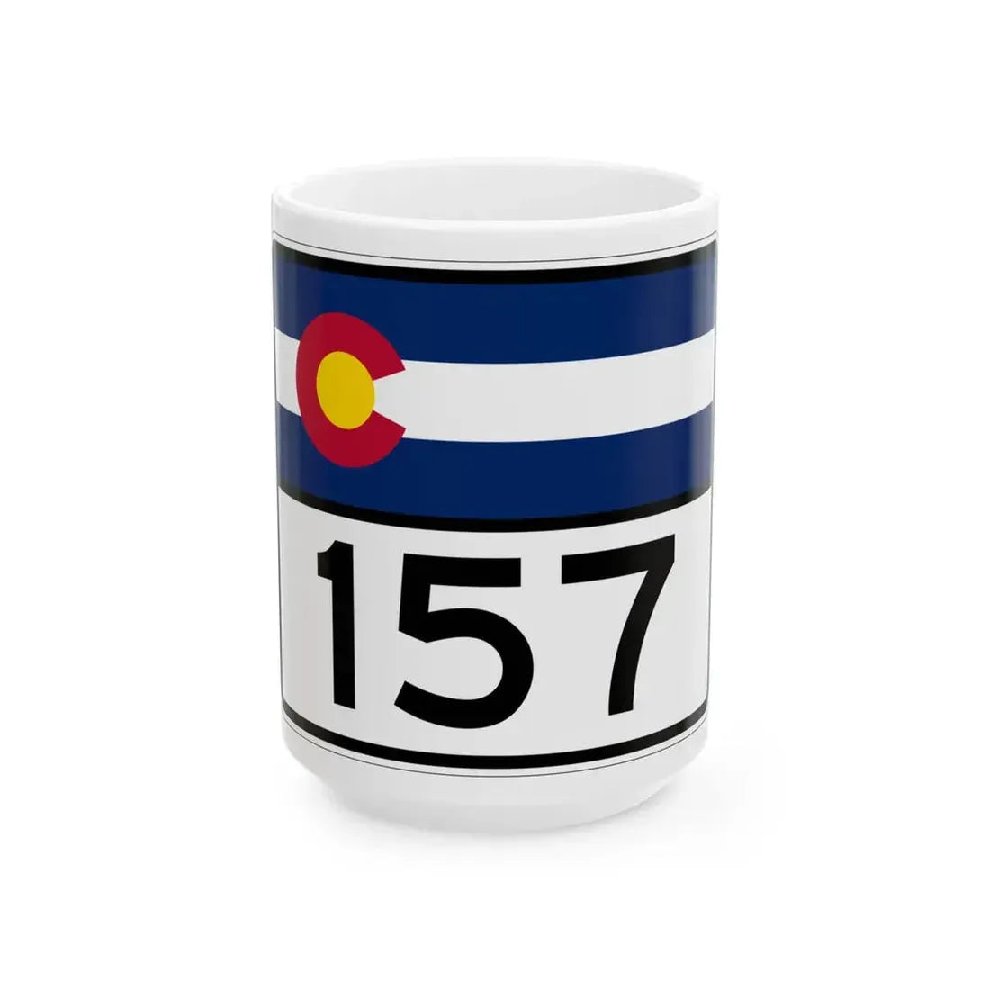 Colorado 157 wide (Colorado) (Road Sign) White Coffee Mug 15oz - Go Mug Yourself