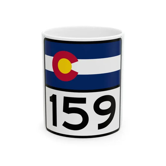 Colorado 159 (Colorado) (Road Sign) White Coffee Mug 11oz - Go Mug Yourself