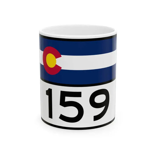 Colorado 159 wide (Colorado) (Road Sign) White Coffee Mug 11oz - Go Mug Yourself