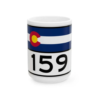 Colorado 159 wide (Colorado) (Road Sign) White Coffee Mug 15oz - Go Mug Yourself