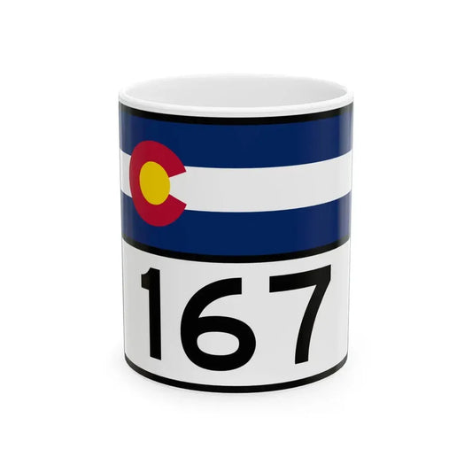 Colorado 167 wide (Colorado) (Road Sign) White Coffee Mug 11oz - Go Mug Yourself