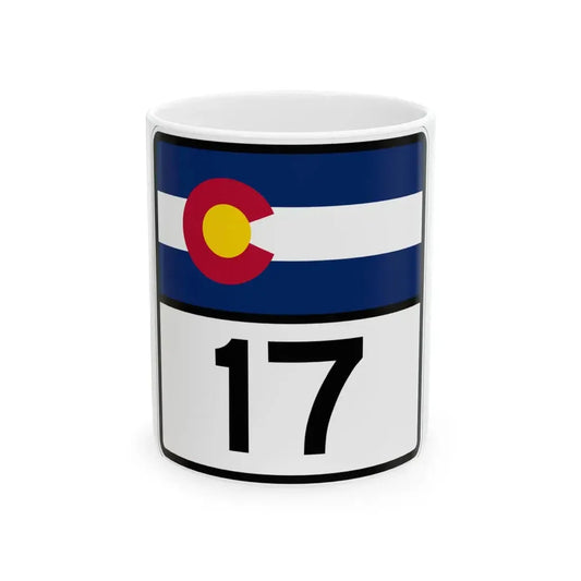 Colorado 17 (Colorado) (Road Sign) White Coffee Mug 11oz - Go Mug Yourself