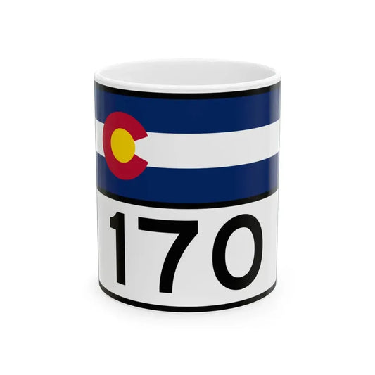 Colorado 170 wide (Colorado) (Road Sign) White Coffee Mug 11oz - Go Mug Yourself
